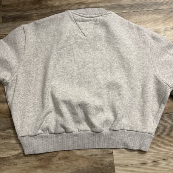 Tommy Jeans Gray Cropped Sweatshirt Women’s Small Embroidered Crewneck Pullover - Picture 5 of 9